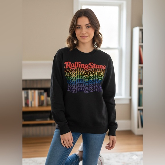 the Rolling Stones Tops - The Rolling Stones, womens black crew neck sweatshirt